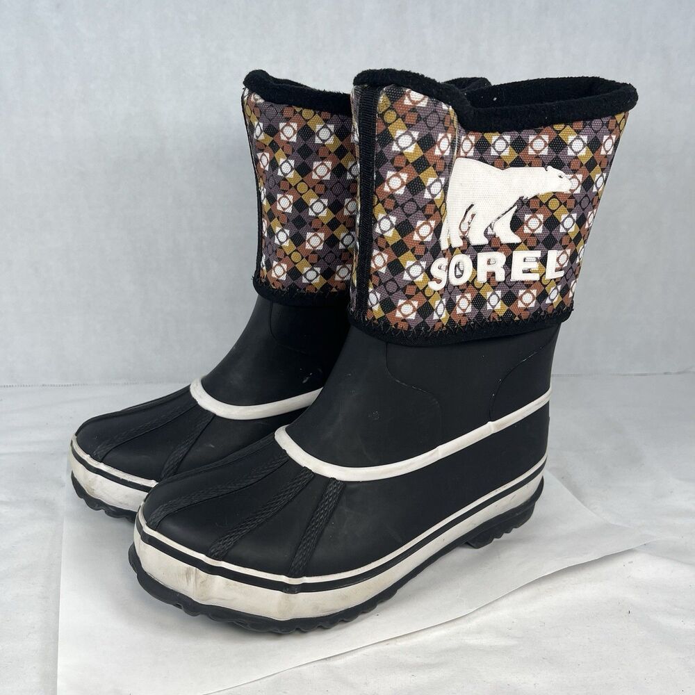 Sorel Girls Youth Size 2 Waterproof Winter Snow Boots Brown Black - Picture 7 of 7